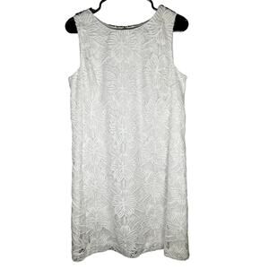 Tommy Hilfiger Floral Lace Printed White Lace Overlay Sleeveless Dress / Size 10